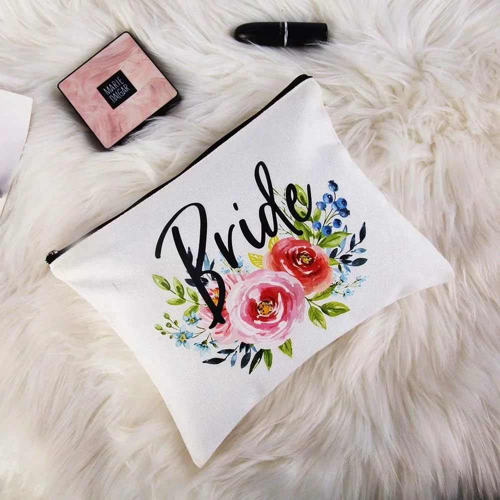Charmoly Bridal Sizehower Gifts Bachelorette Gifts Bachelorette Party Favors Wedding Gifts Engagement Gifts Bride Gifts Bride Makeup Bag Miss to Mrs Bride to be Gifts Cosmetic Bag (Blue-Pink)