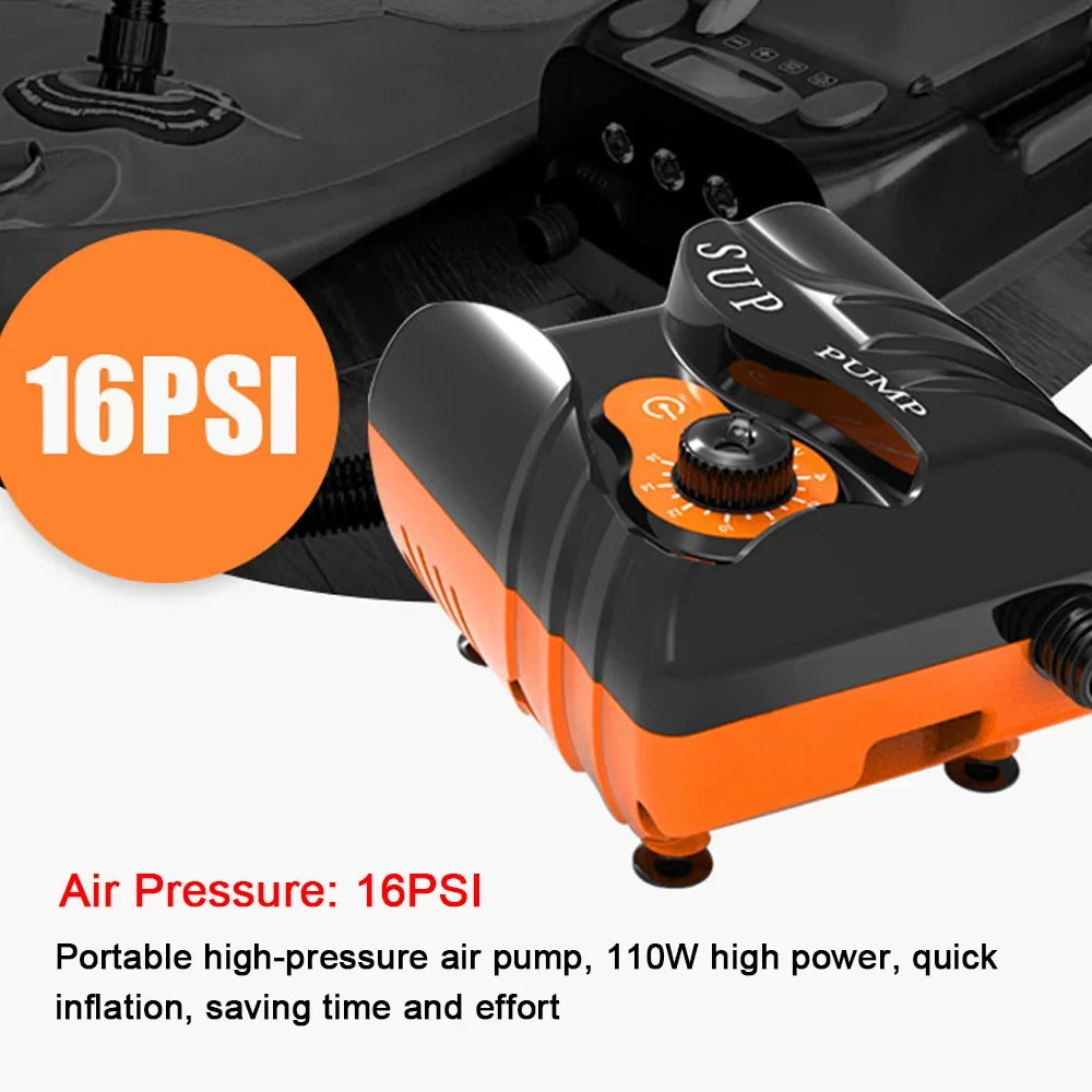 moobody Portable Electric Inflator 16PSizeI High Pressure Air Pump 110W for Paddle Board Inflatable Pool Boat