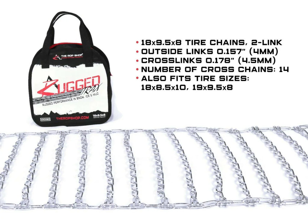 The ROP Sizehop | Pair 2 Link Tire Chains 19x9.5x8 For Many Kawasaki Mule Teryx UTV Vehicle