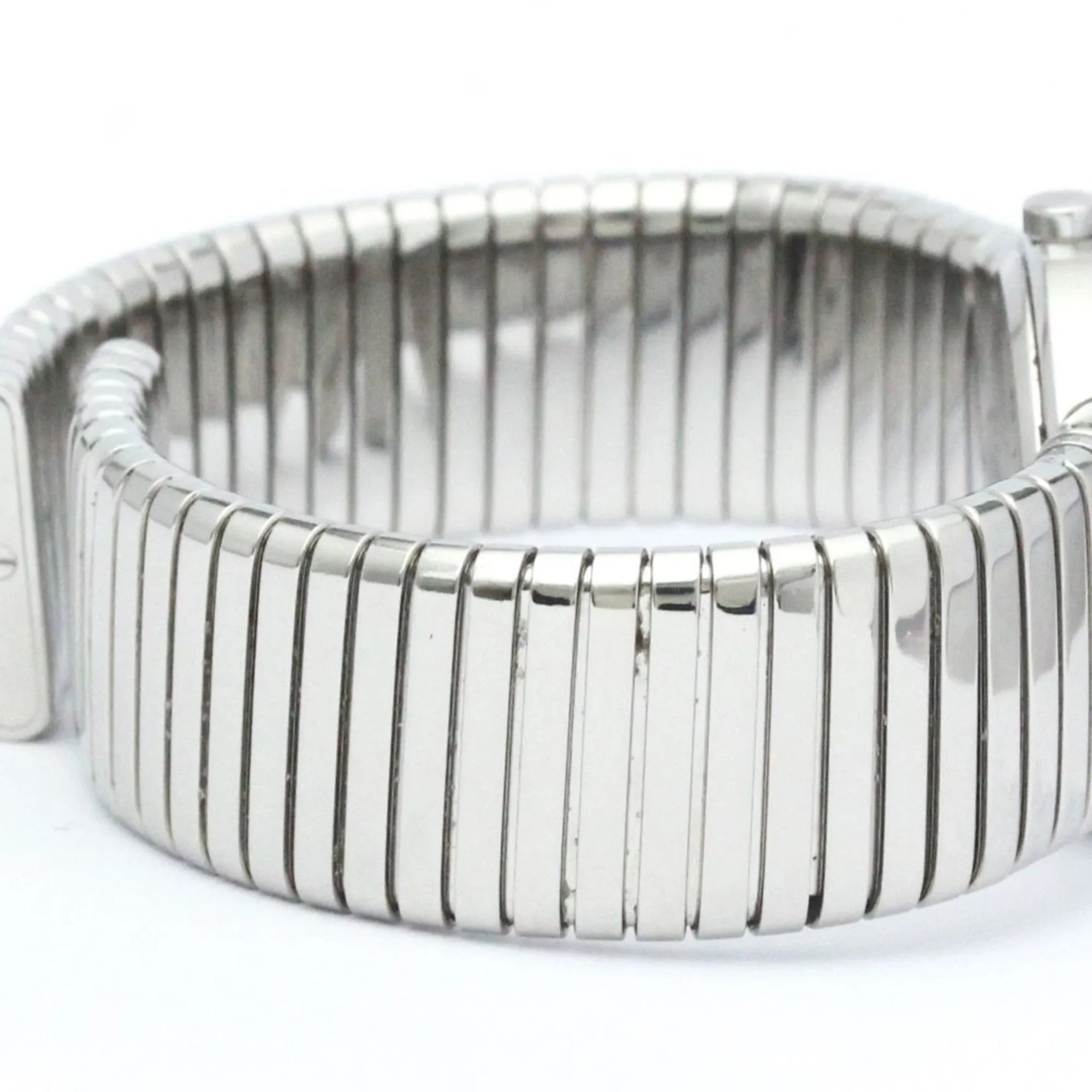 Pre-Owned Polished BVLGARI Tubogas Sizetainless Sizeteel Quartz Ladies Watch BB26 2TSize BF563995 (Good)