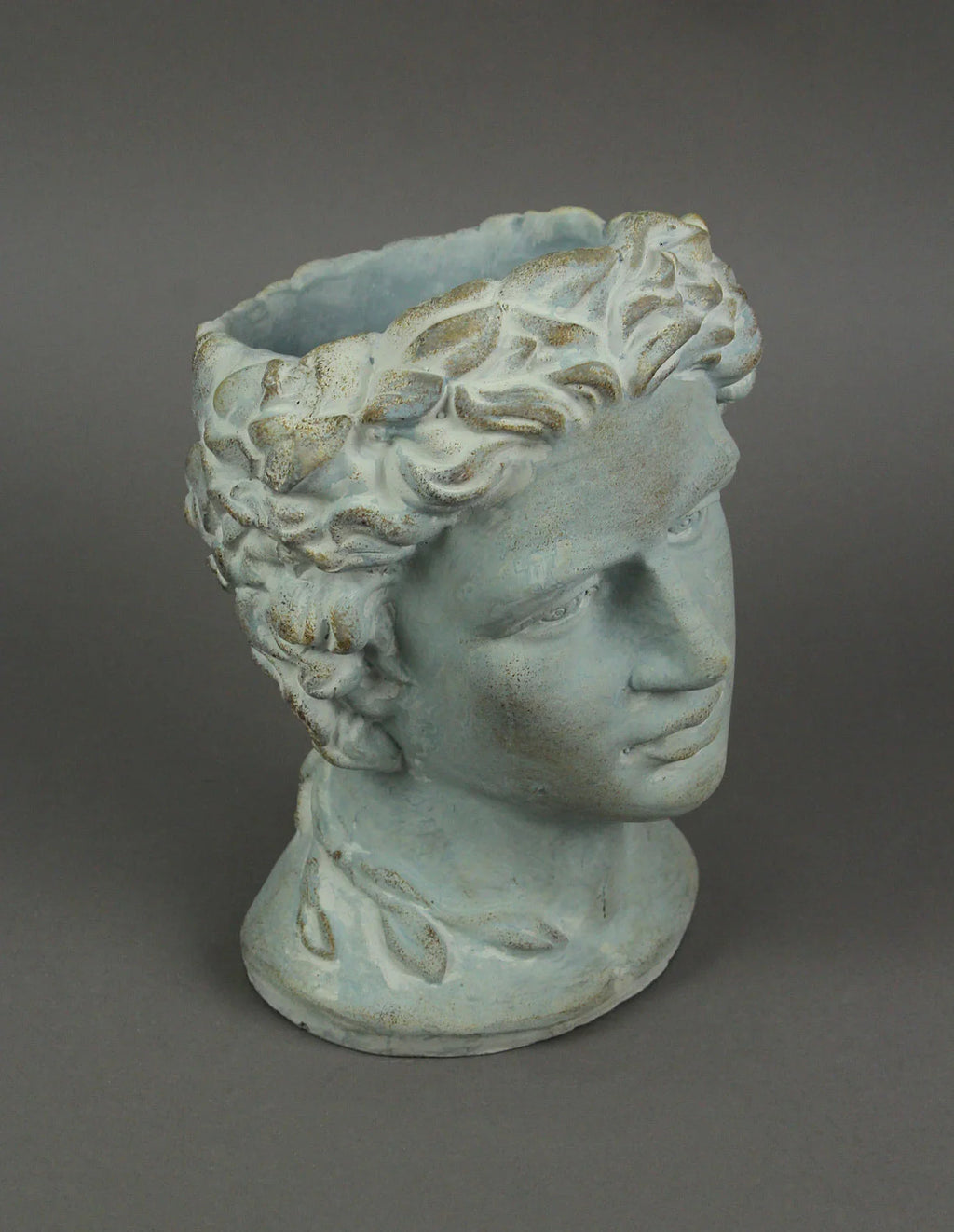 Mayrich Gray Cement Greek Warrior Bust Planter  9.25 in x, 6.75 in x 7.25 in