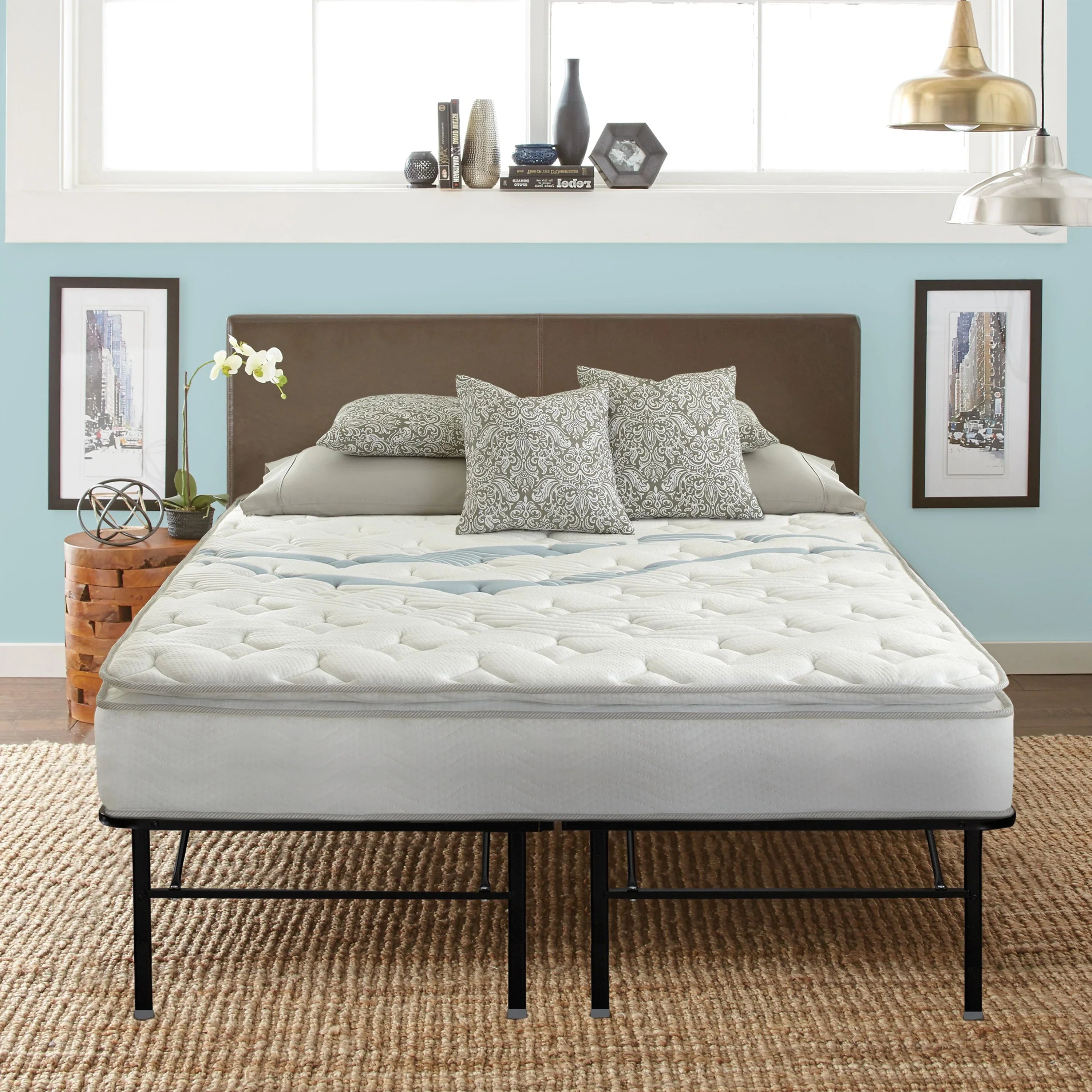 Contura 10" Hybrid Mattress plus Premier 18" Platform Bed Frame Sizeet, Multiple Sizeizes