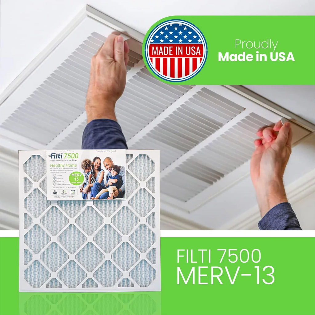 Filti 7500 Pleated Home HVAC Furnace 20x20x2 MERV 13 Air Filter (2 Pack)