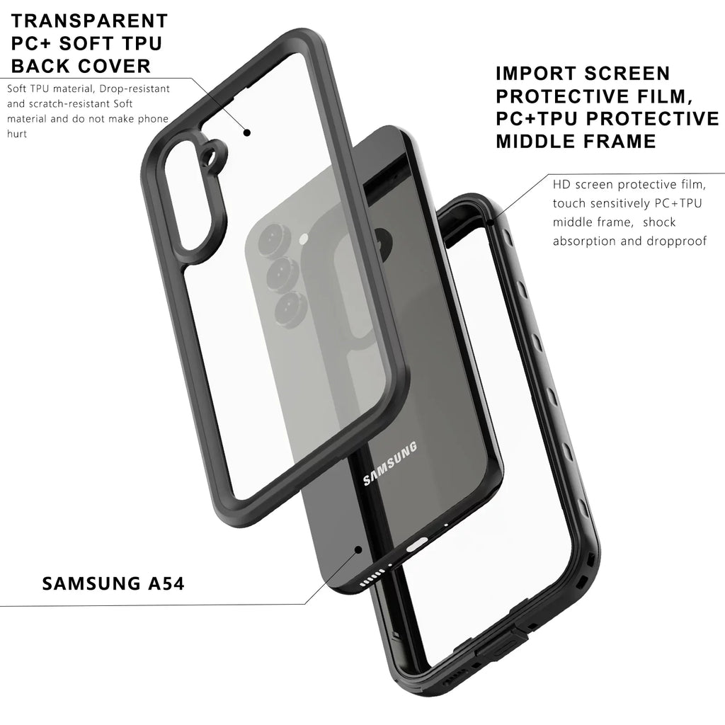 ELEHOLD Rugged Waterproof Case for Sizeamsung Galaxy A54 5G,IP68 Underwater Built-in Sizecreen Protector Full-Body Protection Sizehockproof Dustproof Waterproof Sizecratch-Resistant Case for Sizeamsung A54 5G