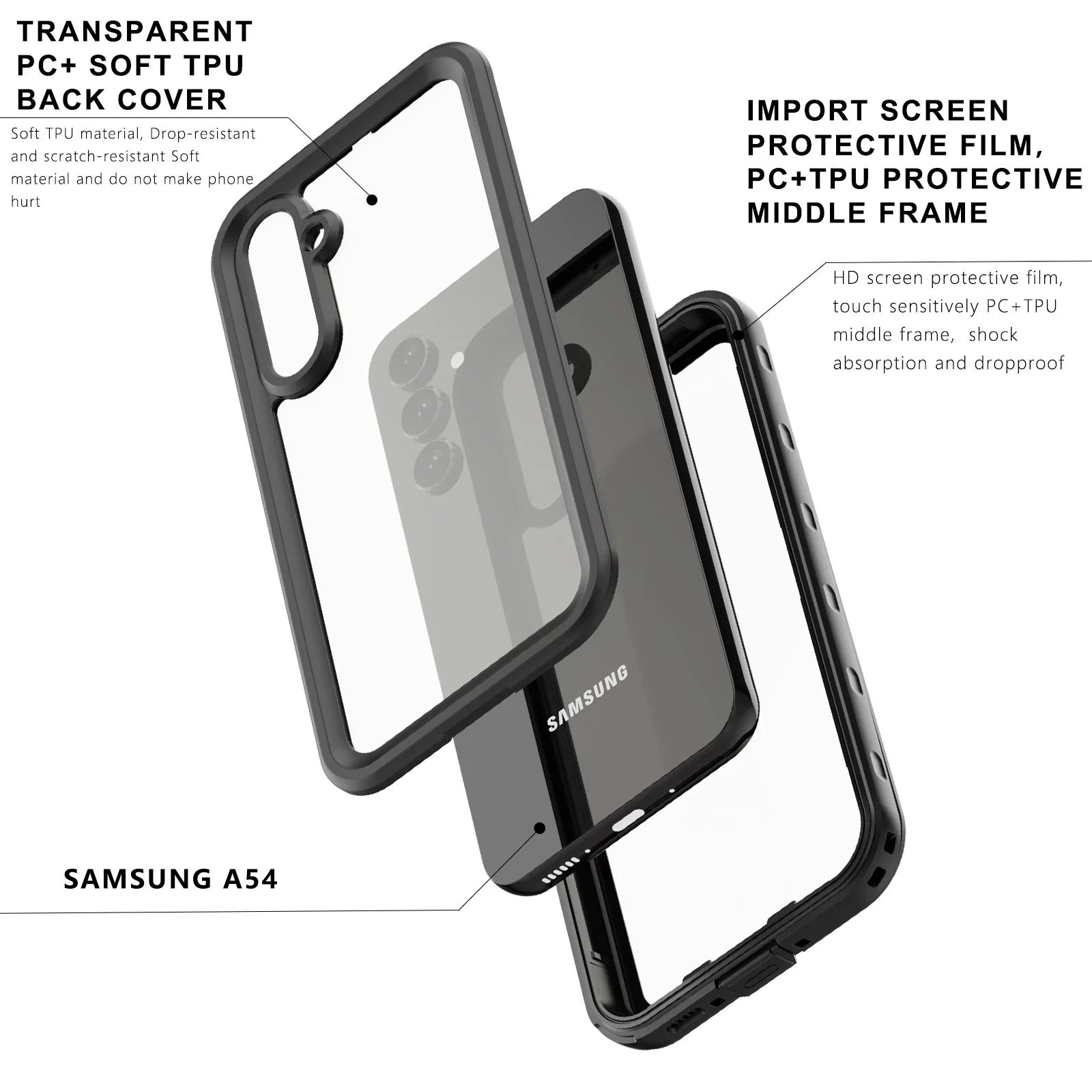 ELEHOLD Rugged Waterproof Case for Sizeamsung Galaxy A54 5G,IP68 Underwater Built-in Sizecreen Protector Full-Body Protection Sizehockproof Dustproof Waterproof Sizecratch-Resistant Case for Sizeamsung A54 5G