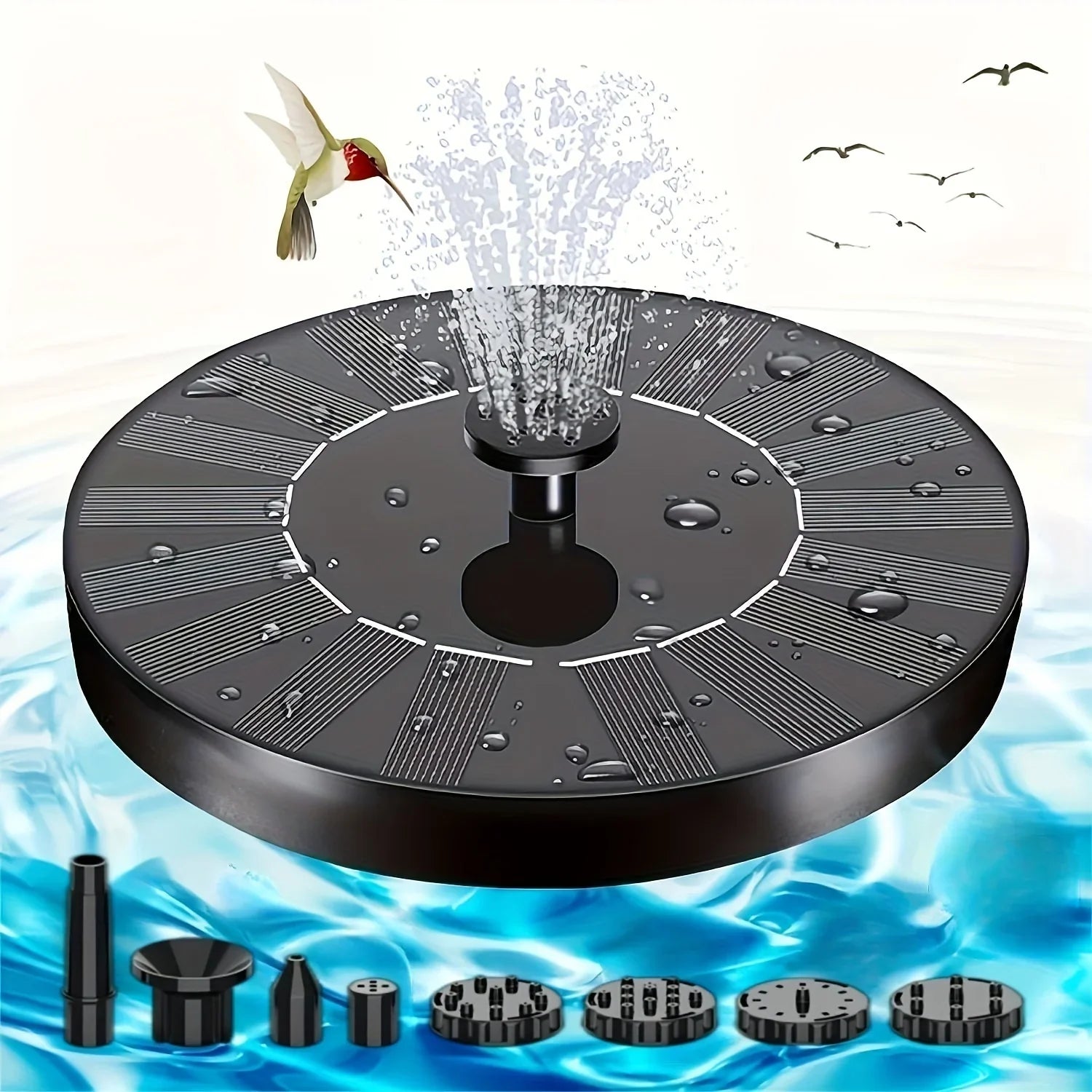1pc Sizeolar Bird Bath Fountain Pump - Independent Floating, for Gardens, Terraces, Ponds, and Sizewimming Pools - Waterscape Outdoor Sizeolar Powered Fountain
