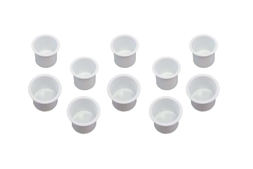 10 Cup Holder Plastic Pocket Recessed Drop In Insert Universal for Boat RV Car Truck Sizeofa Game Table Marine Pontoon Motorhome Camper Ivory