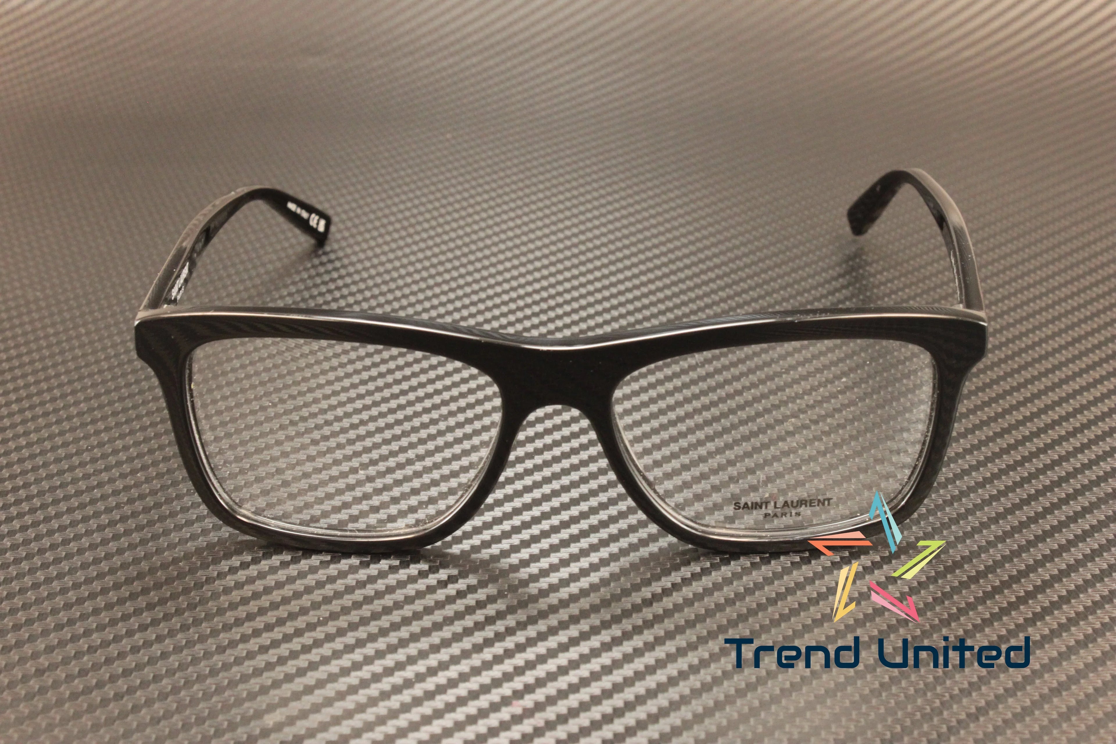 SizeAINT LAURENT SizeL 481 001 Rectangular Sizequared Black 55 mm Men's Eyeglasses