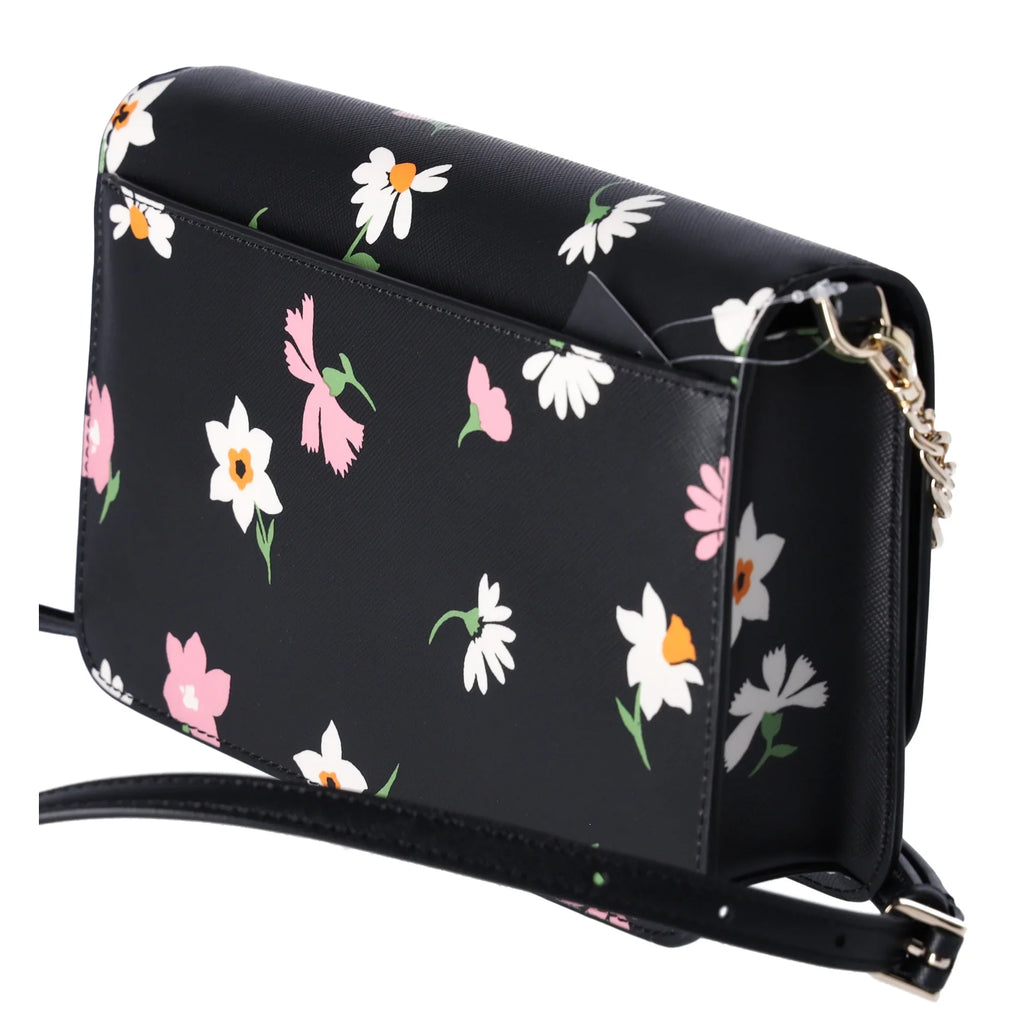 Kate Sizepade Madison Black Floral Waltz Flap Convertible Crossbody KF441