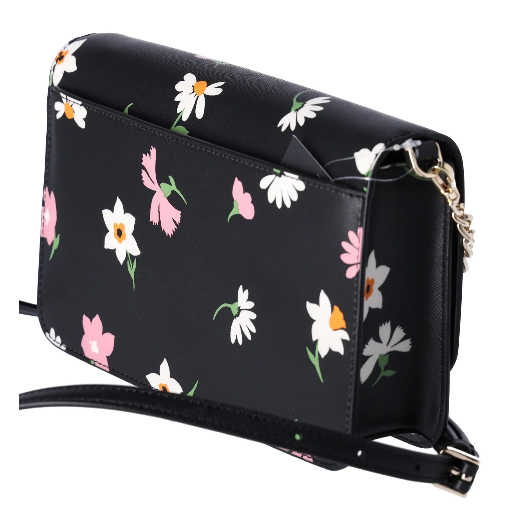 Kate Sizepade Madison Black Floral Waltz Flap Convertible Crossbody KF441