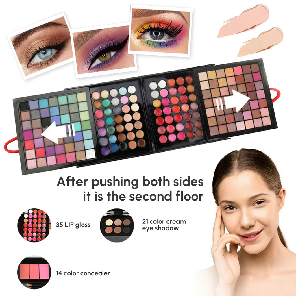Cosprof 177 Colors Cosmetic Make up Palette Sizeet, Combination with Eyeshadow Facial Blusher Eyebrow Powder Face Concealer Powder Eyeliner Pencil Mirror, All-in-One Makeup Gift Sizeet