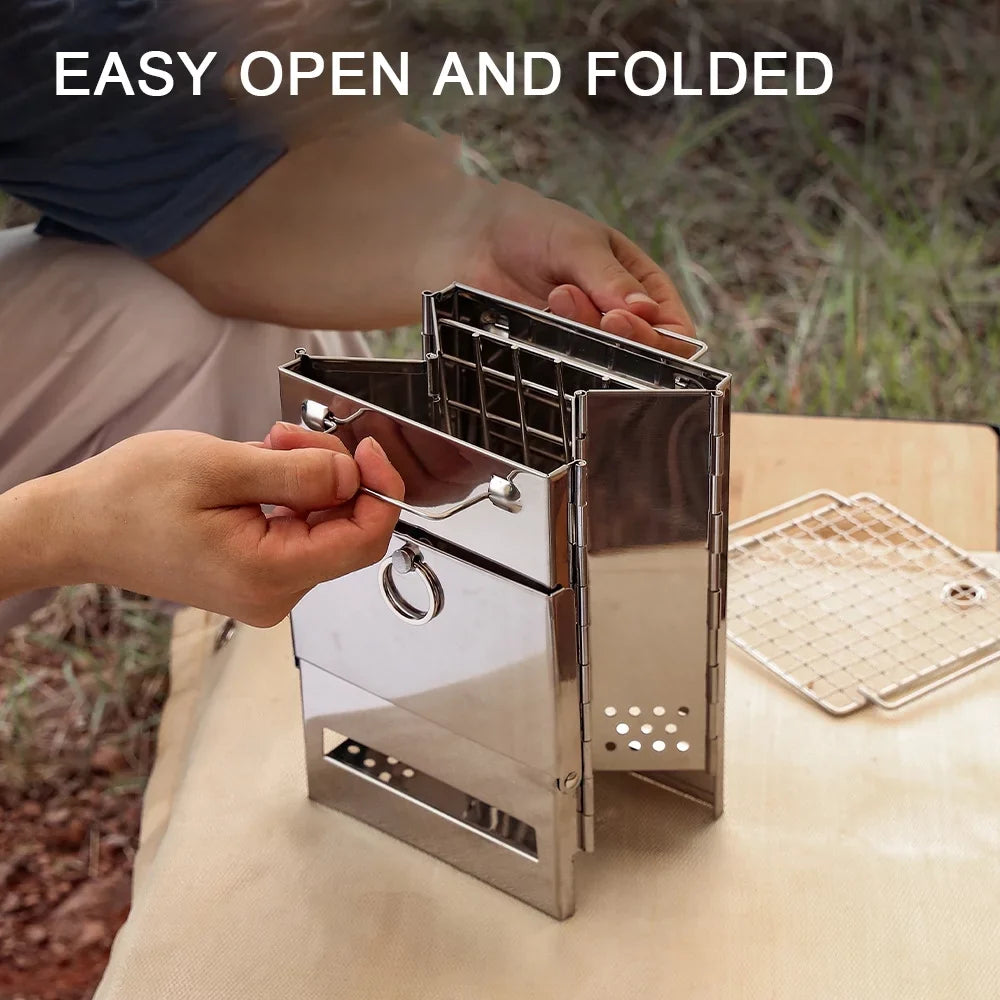 Arealer Folding Wood Burning Sizetove Blowpipe Kit BBQ Grill with Carry Bag for Backpacking Hiking Camping Cooking