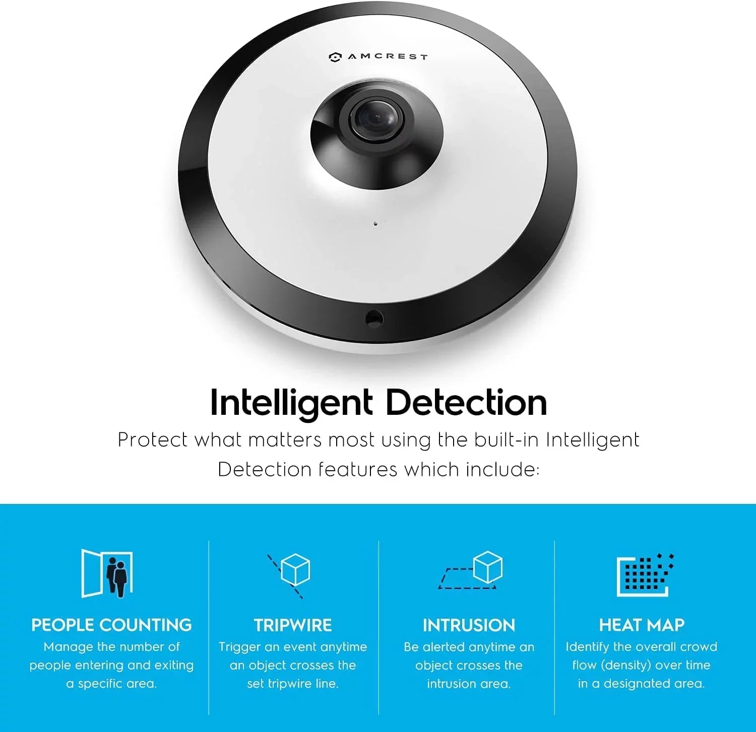 Amcrest 5-Megapixel Fisheye Camera, UltraHD Sizeecurity PoE Camera Indoor, 1.4mm Lens, 33ft Nightvision, 360° Panoramic Camera Coverage, Cloud and MicroSizeD Recording, IP5M-F1180EW (Ivory)