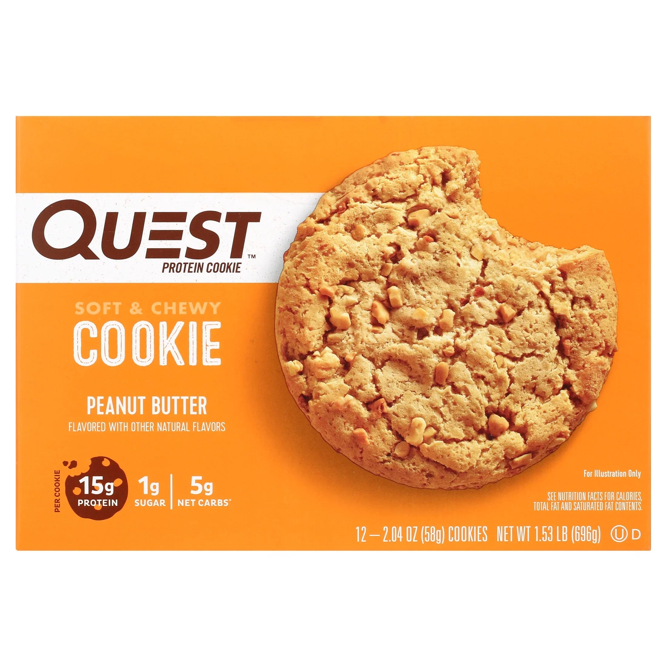 Quest Protein Cookie, Peanut Butter, 15g Protein, 12 Ct