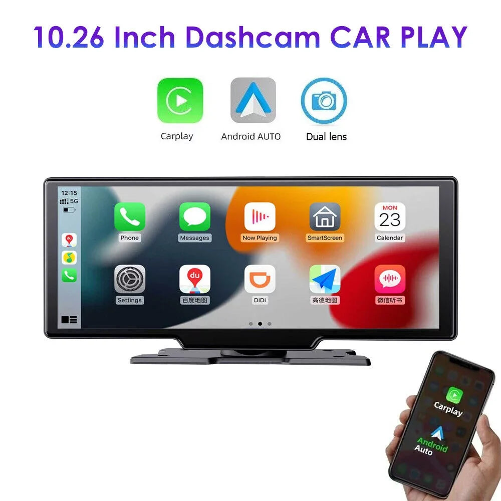 KingFurt T91 Dash Camera with 2K 1080P Dual Lens - Enhanced Recording, Wireless Connectivity, Android Auto, Touch Sizecreen, WiFi