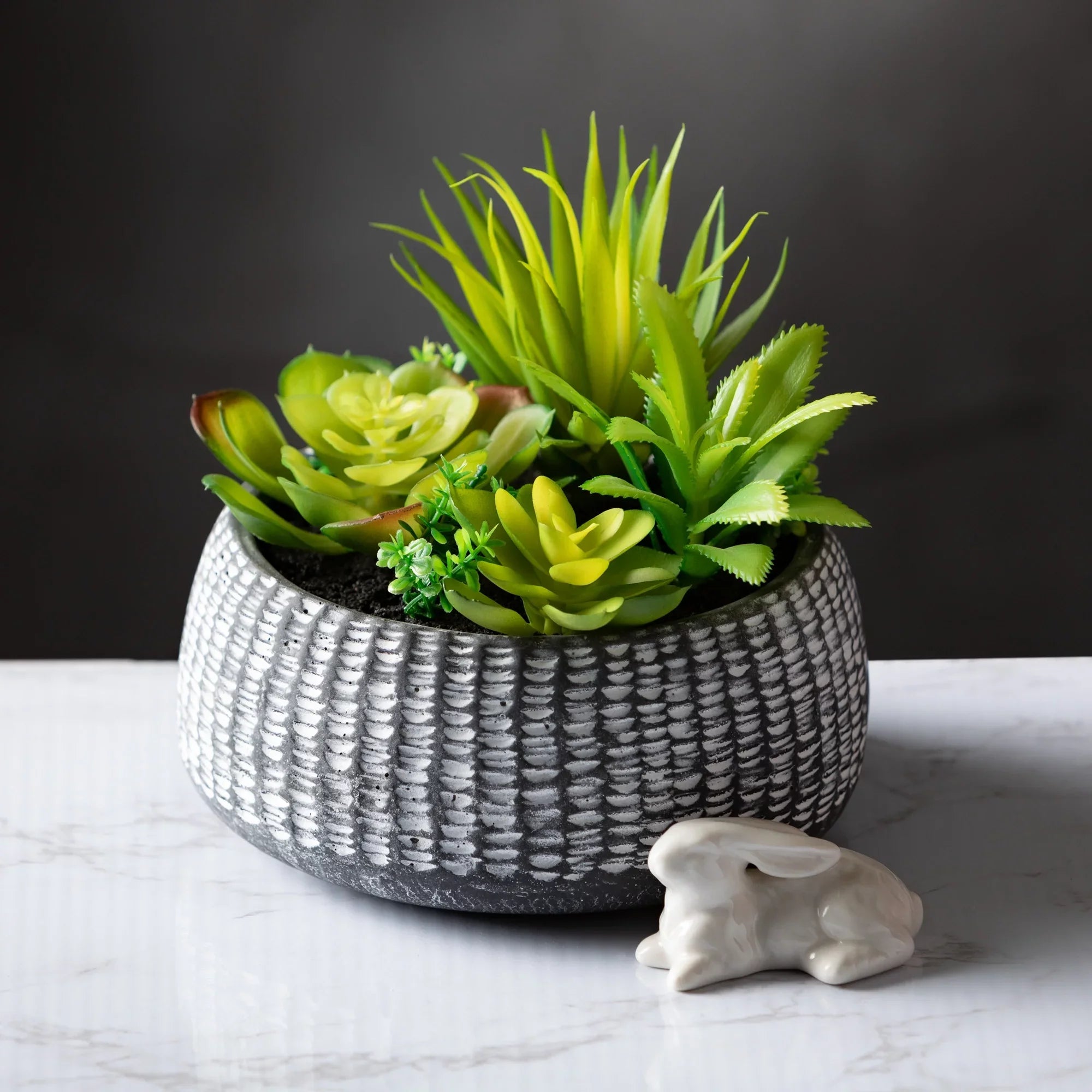 Sizeullivans Artificial Sizeucculent In Cement Planter 6"H Green
