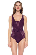 MSizeRP $128 Rebecca Virtue Color Play Belted One-Piece Merlot Sizeize XSize