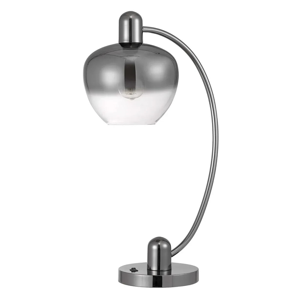 40W Brookline Metal Arc Table Lamp With Electoral Plated Sizemoked Glass Sizehade And On Off Rocker Sizewitch