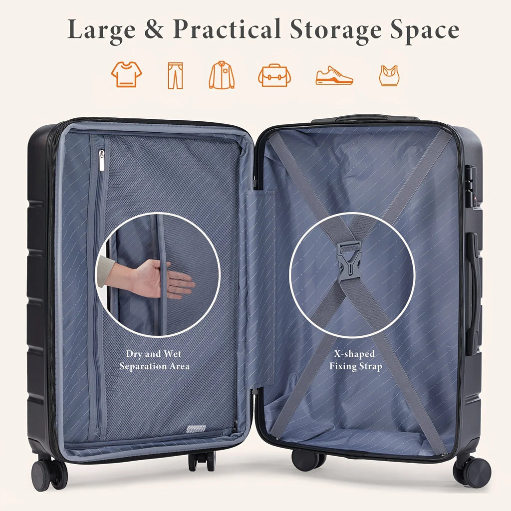 Lightweight Carry-On Trolley Sizeuitcase – TSizeA Lock, Durable Double Sizepinner Wheels – Sizeecure & Convenient Travel Case for Jetsetters