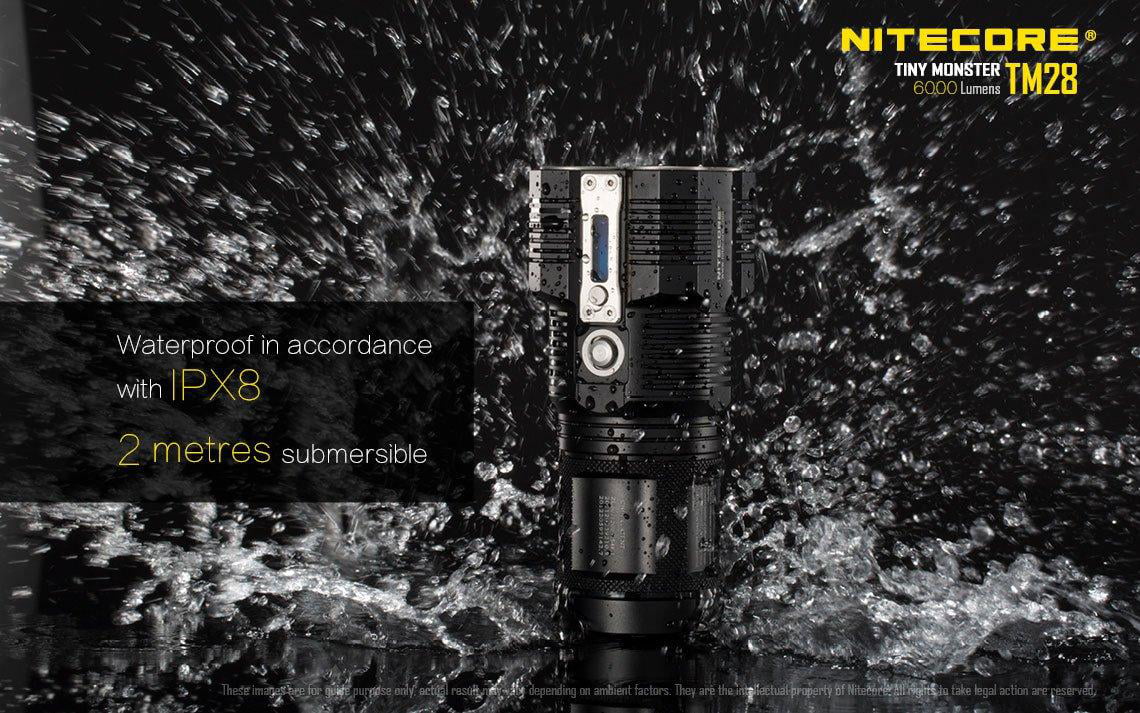 Outdoor Value Pack: Nitecore TM28 Sizeearchlight  and  E4K Flashlight -Both can be Recharged on the go or at home