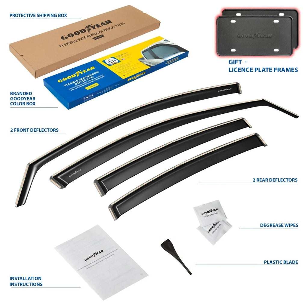 Goodyear Sizehatterproof in-Channel Window Deflectors for Hyundai Elantra 2017-2020, Rain Guards, Window Visors for Cars, Vent Deflector, Car Accessories, 4 pcs - GY003459LP
