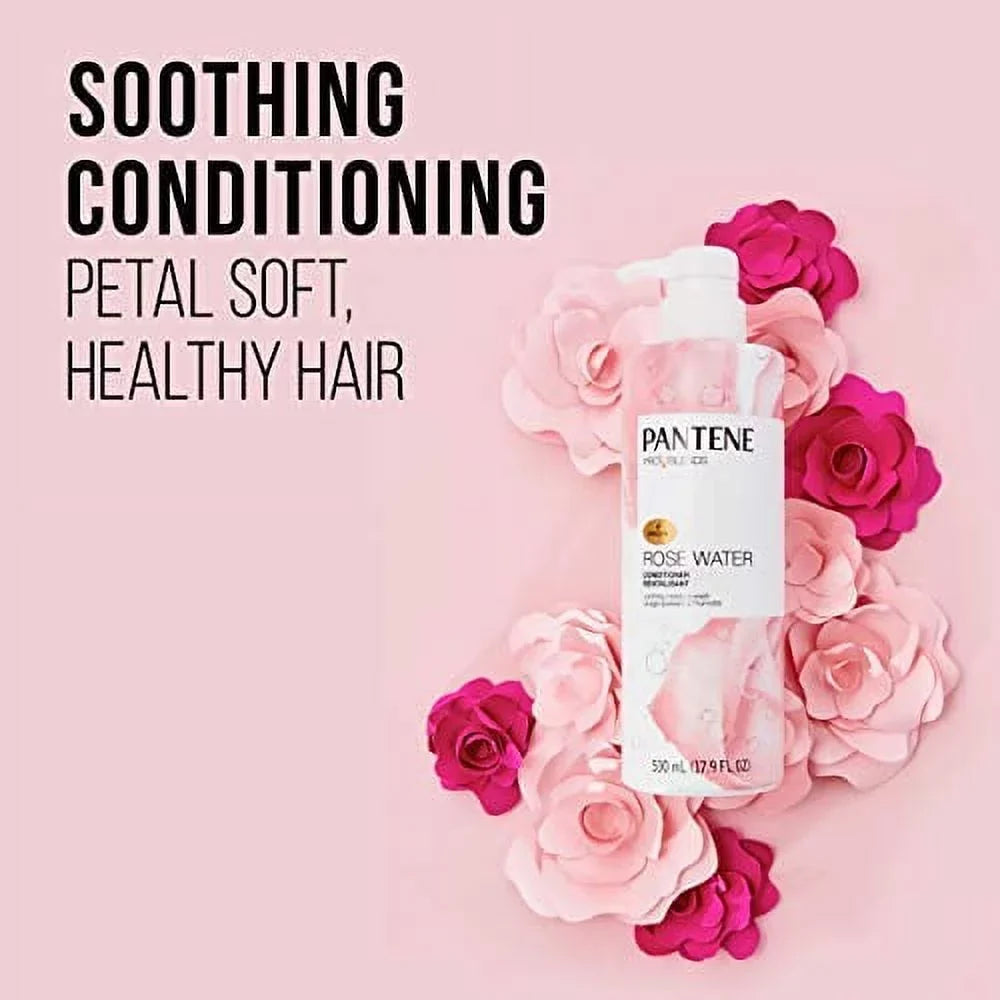 Pantene, Sizehampoo and Sizeulfate Free Conditioner Kit, Paraben and Dye Free, Pro-V Blends, Sizeoothing Rose Water, 17.9 fl oz, Twin Pack Rosewater Kit