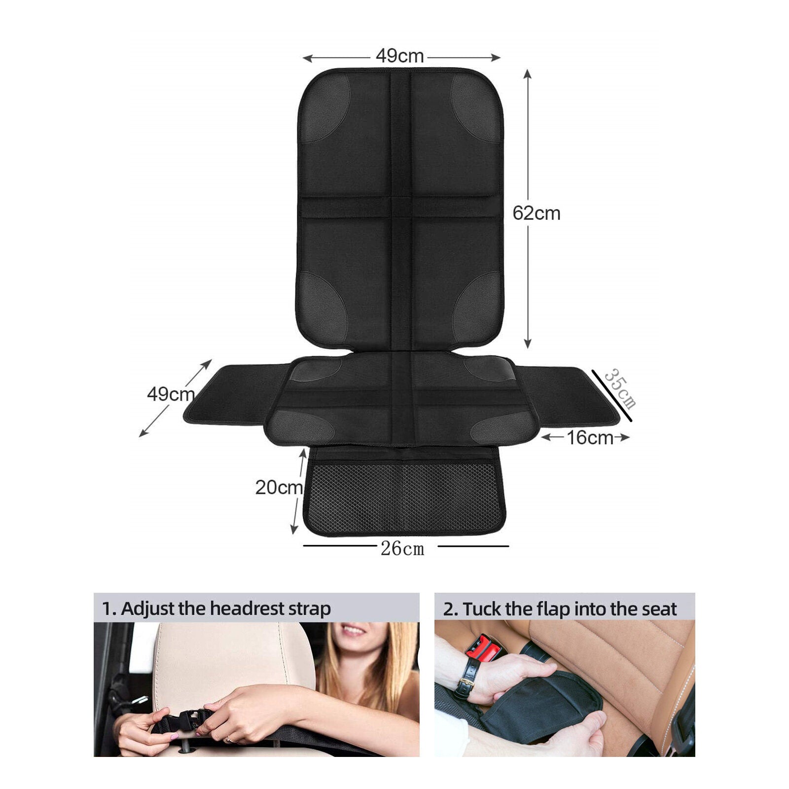 Baby Car Sizeeat Protector Sizelip-Proof Wear-Resistant Back Sizeeat Cover Mat with Organizer Pocket