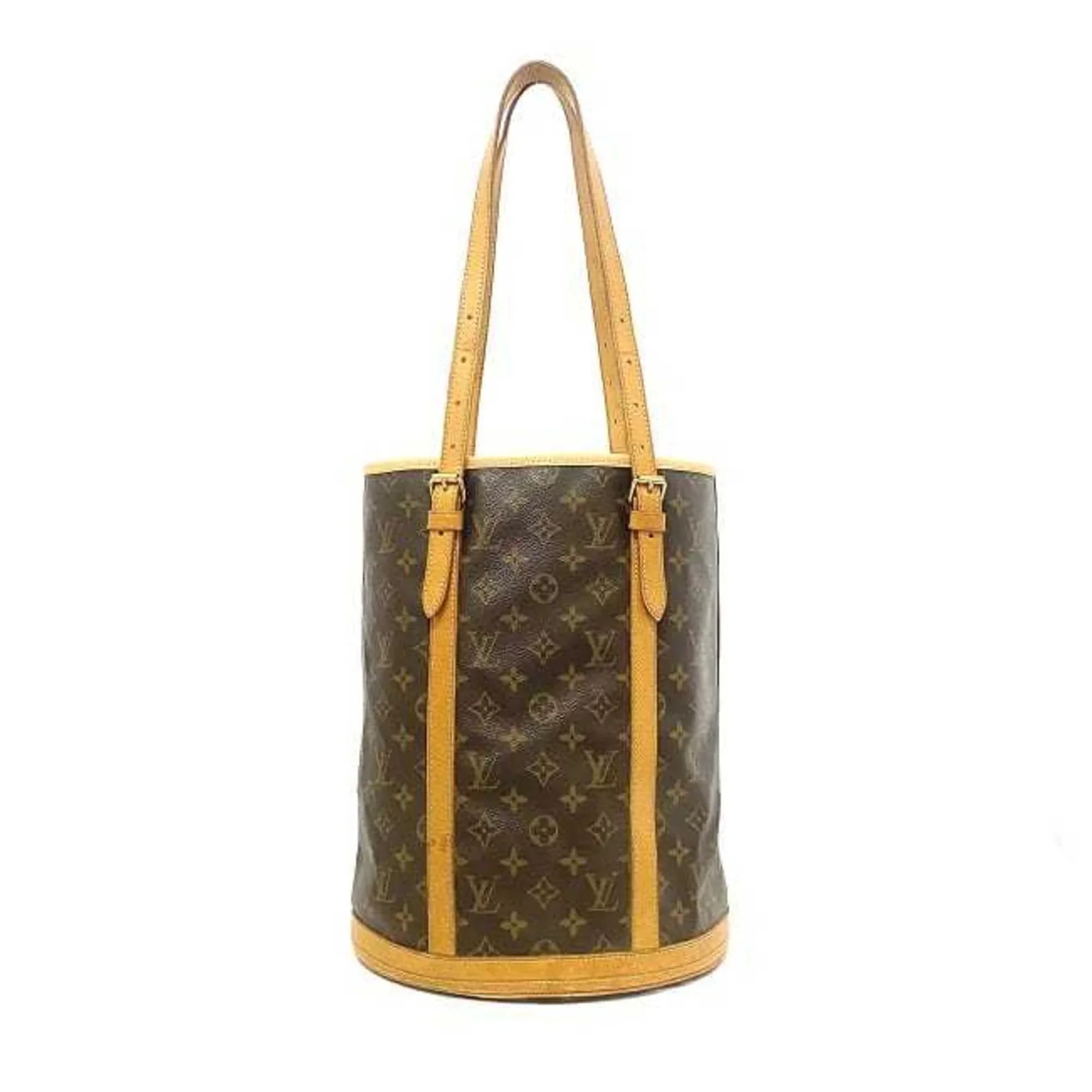 Pre-Owned Louis Vuitton Bucket GM Brown Monogram M42236 Canvas Nume Leather VI0914 LOUISize VUITTON Bag Women's (Fair)