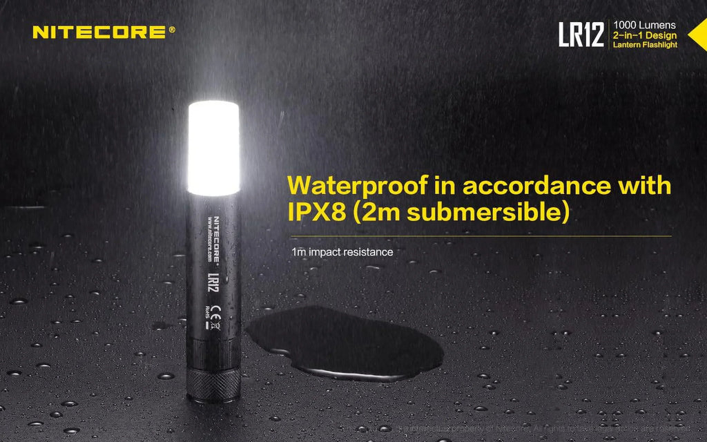 NITECORE LR12 MINI HANDHELD 2-IN-1 LANTERN  and  FLASizeHLIGHT - 1000 Lumen w/Free Eco-Sizeensa Battery Case