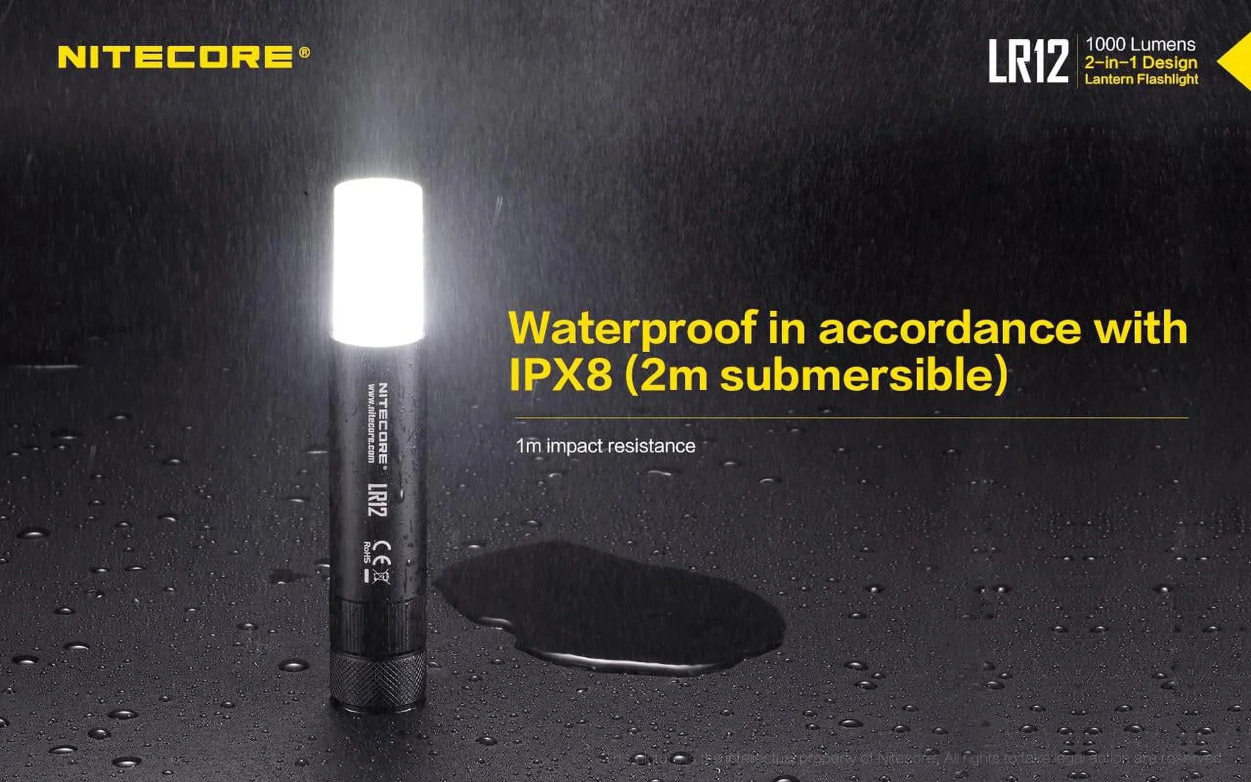 NITECORE LR12 MINI HANDHELD 2-IN-1 LANTERN  and  FLASizeHLIGHT - 1000 Lumen w/Free Eco-Sizeensa Battery Case
