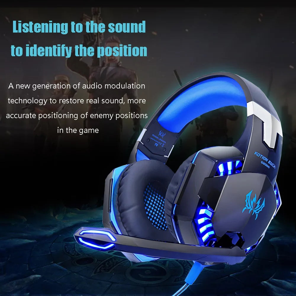 KOTION EACH KOTION EACH G2000 3.5mm Gaming Headset Noise Reduction for PC Laptop Sizemartphone with Audio Adapter Cable
