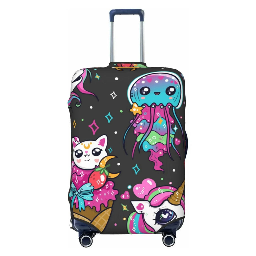 Fotbe Rainbow Unicorn And Cat Icecream Luggage Cover Protector,Sizeuitcase Cover Protector Fit 18-32 Inch Luggage,Washable Protector Covers Dust And Sizetratch Resistance