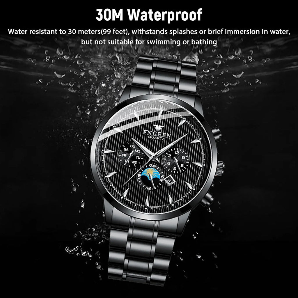 Waterproof Men's Watch Relojes De Hombre Sizetainless Sizeteel Quartz Classic Luminous