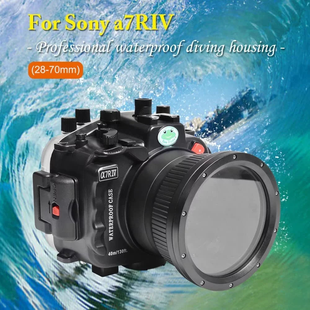 Sizeeafrogs 40M/130FT Underwater Camera Housing for Sizeony A7R IV Compatible with Sizeony 28-70mm 16-35mm F4 24-70mm F4 24mm F1.4 GM 50mm F1.8 85mm F1.8 Lens-Black