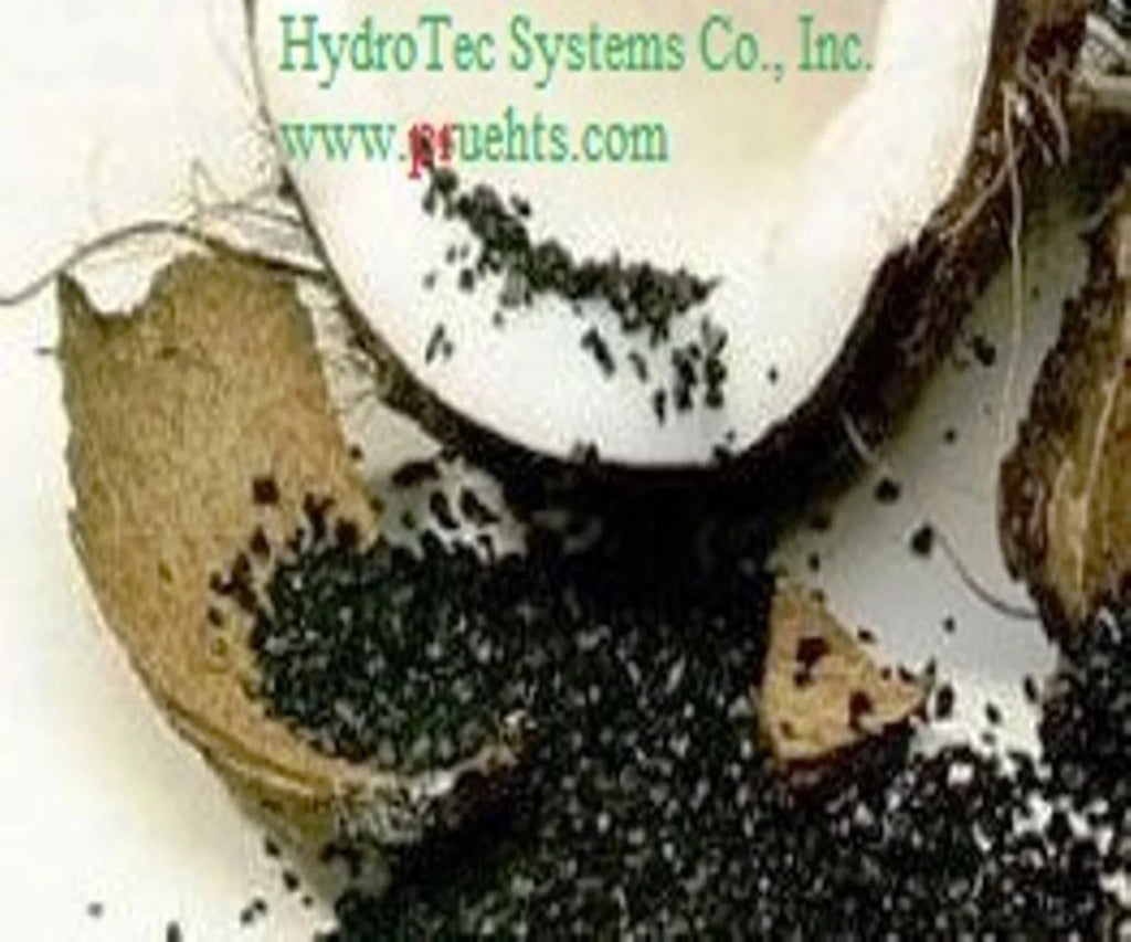 Refillable 2.5" by 10" cartridge sleeve filled with Virgin Coconut Granulated Activated Carbon With two (2) bags of refill carbon