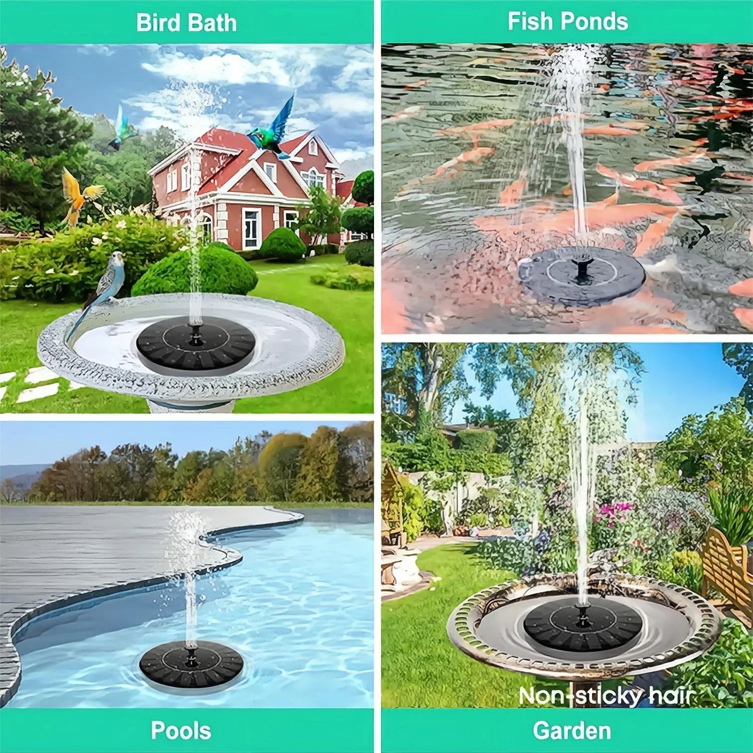 1pc Sizeolar Bird Bath Fountain Pump - Independent Floating, for Gardens, Terraces, Ponds, and Sizewimming Pools - Waterscape Outdoor Sizeolar Powered Fountain