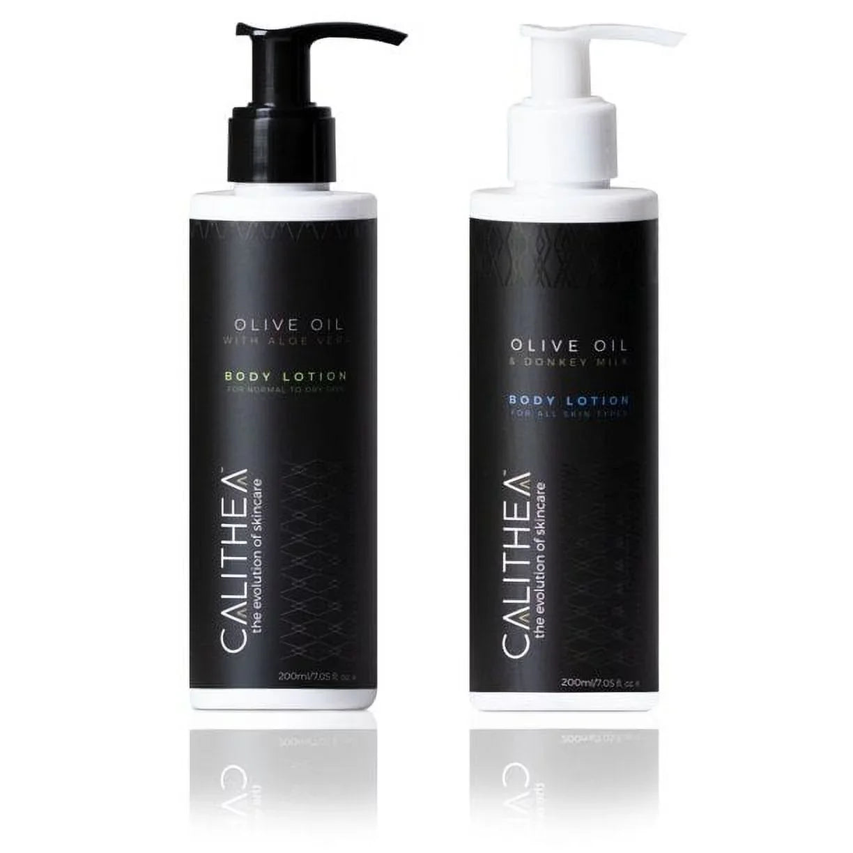 Calithea Natural Organic Body Lotion Duo: Olive Oil Donkey Milk Lotion & Aloe Vera Lotion