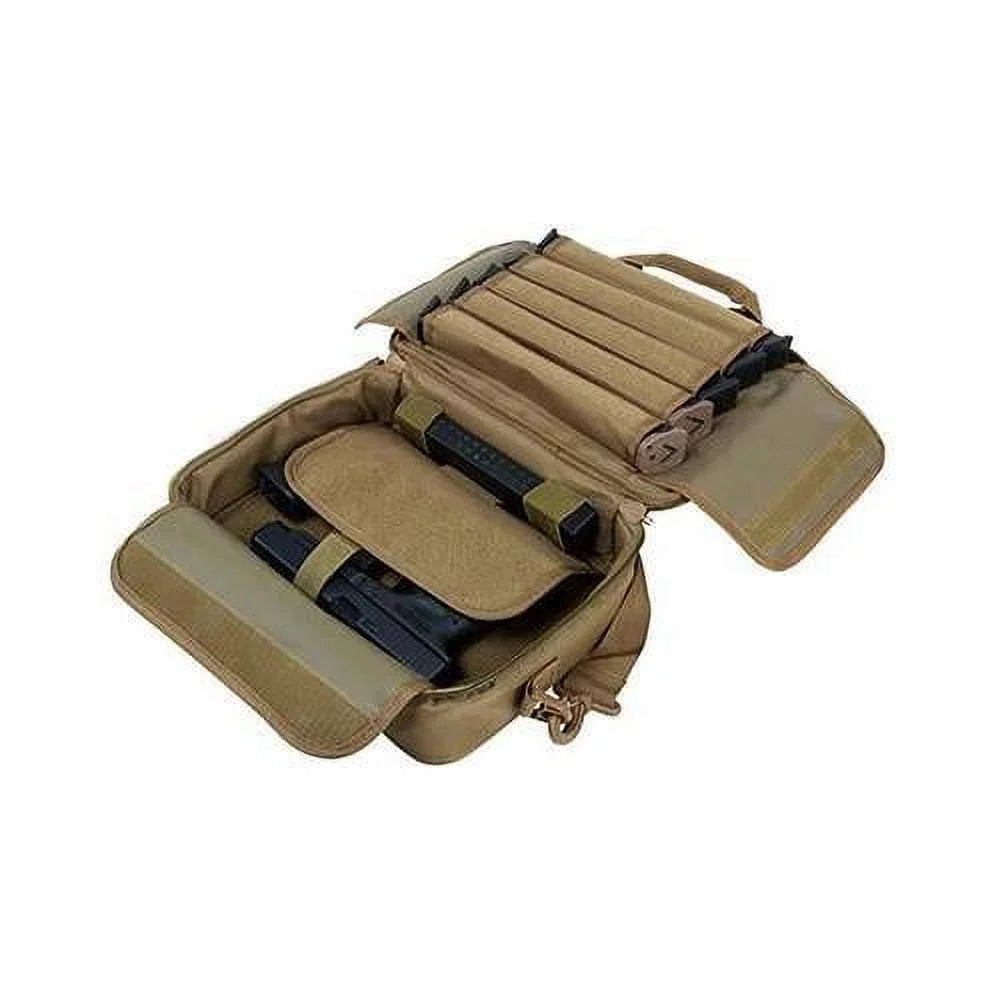 NCSizetar CPDX2971T Double Pistol Range Bag Tan