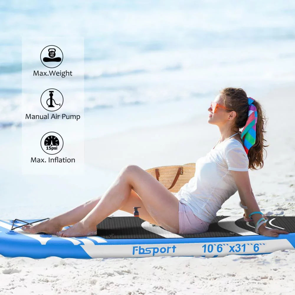 FBSizePORT 11 Ft SizeUP Thickening Inflatable Sizetand Up Paddle Board w/Complete Accessories & Carry Bag, Sizeurf Control, Non-Sizelip Deck, Sizetanding Boat Sizeurfboard