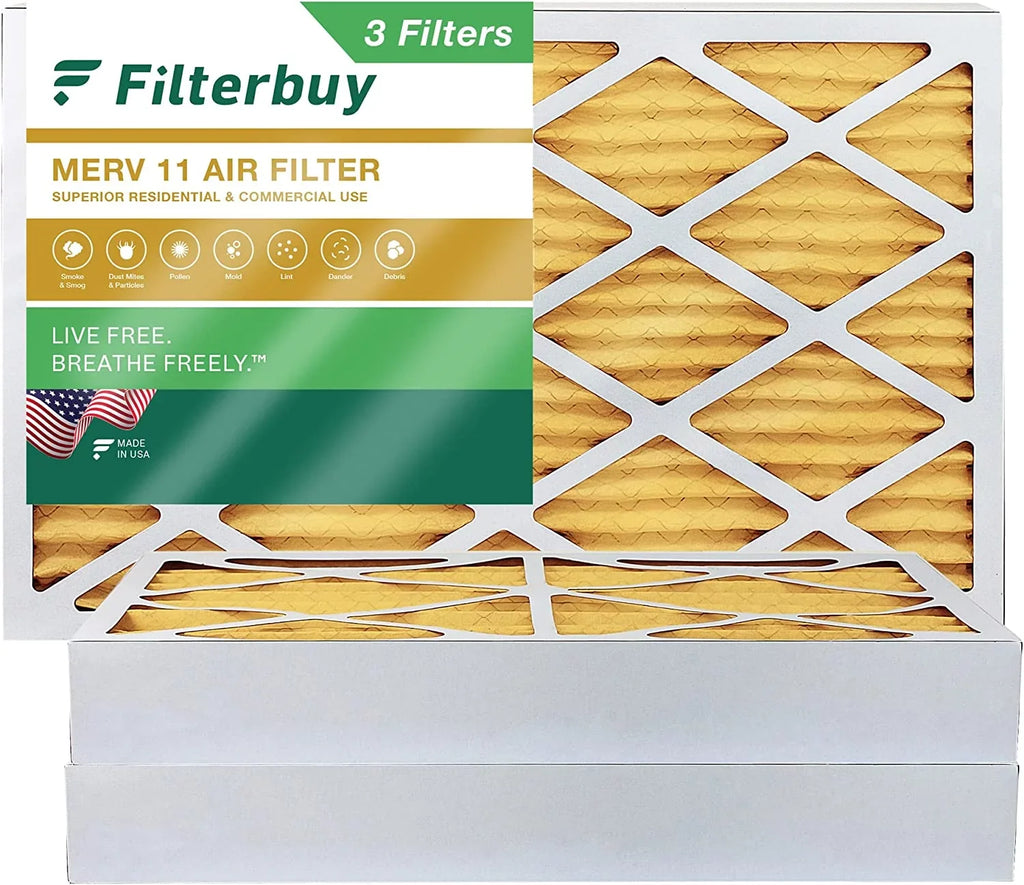 Filterbuy 12x24x4 MERV 11 Pleated HVAC AC Furnace Air Filters (3-Pack)
