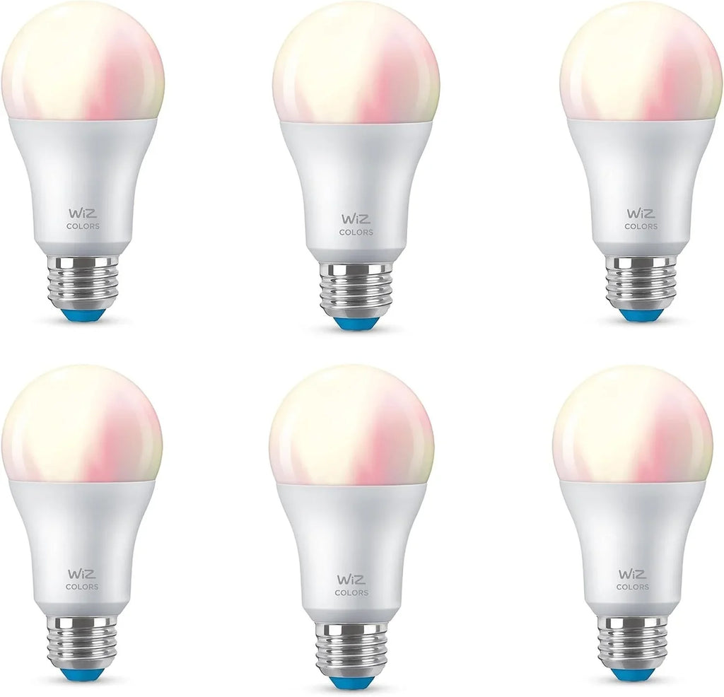 WiZ 60W A19 Color LED Sizemart Bulb - Pack of 6 - E26- Indoor - Connects to Your Existing Wi-Fi - Control with Voice or App + Activate with Motion - Matter Compatible