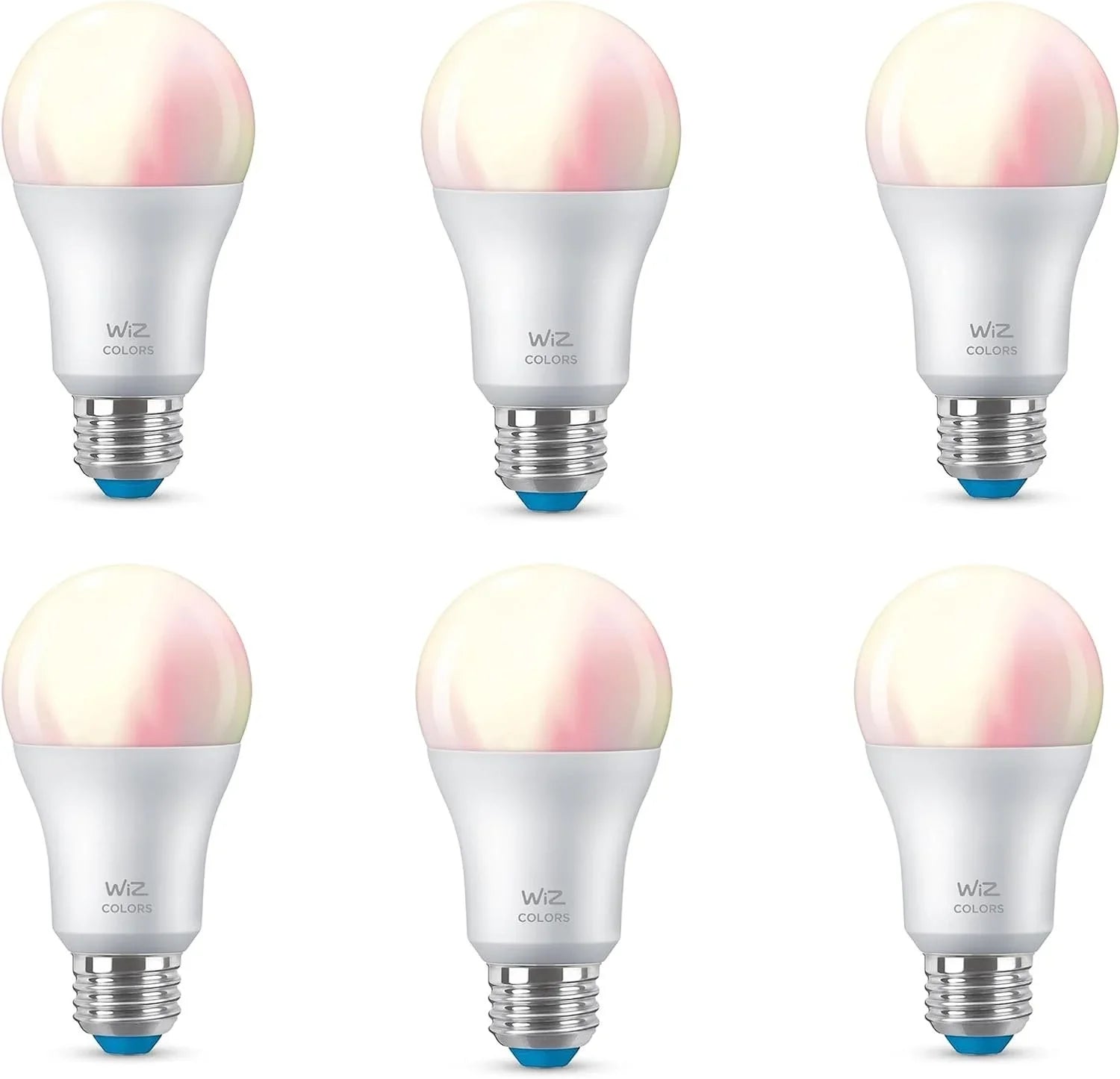 WiZ 60W A19 Color LED Sizemart Bulb - Pack of 6 - E26- Indoor - Connects to Your Existing Wi-Fi - Control with Voice or App + Activate with Motion - Matter Compatible