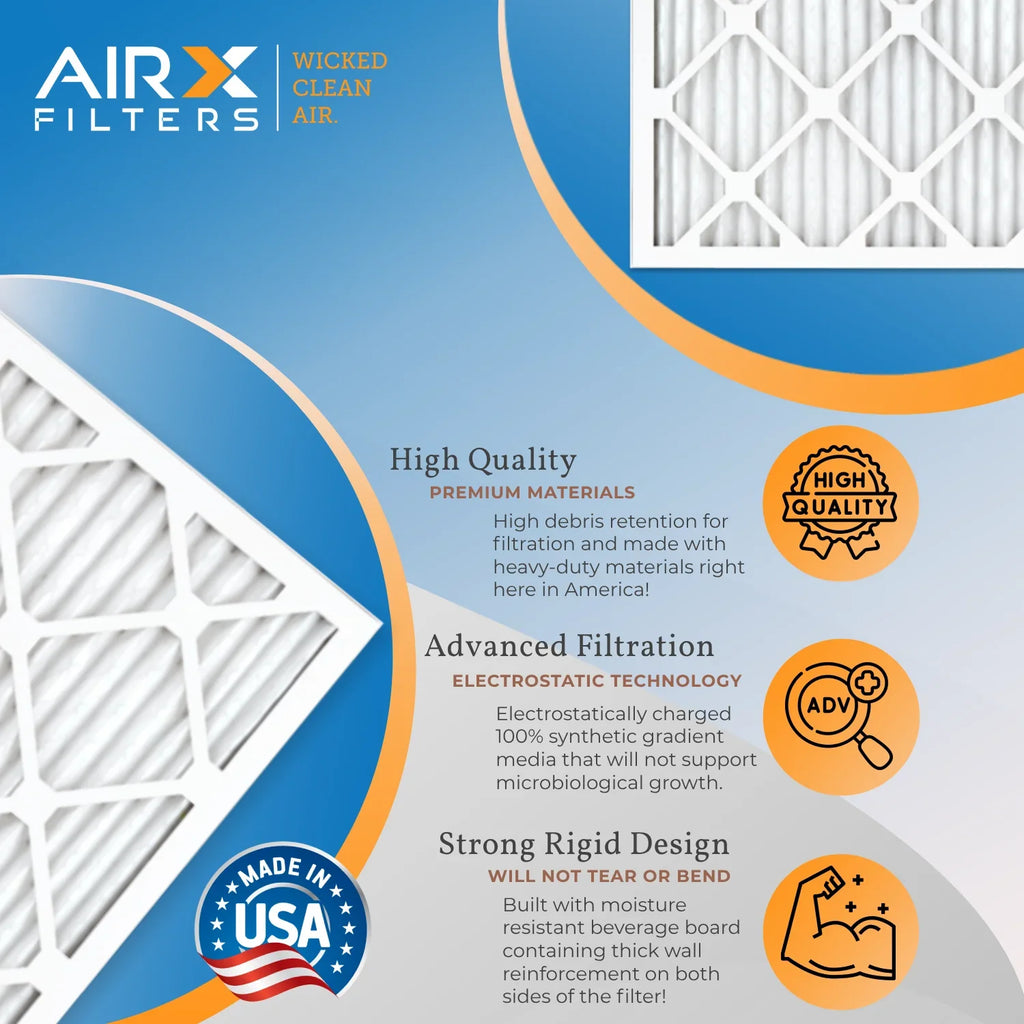 18x24x2 Air Filter MERV 8 Comparable to MPR 700 & FPR 5 Electrostatic Pleated Air Conditioner Filter 6 Pack HVAC AC Premium USizeA Made 18x24x2 Furnace Filters by AIRX FILTERSize WICKED CLEAN AIR.