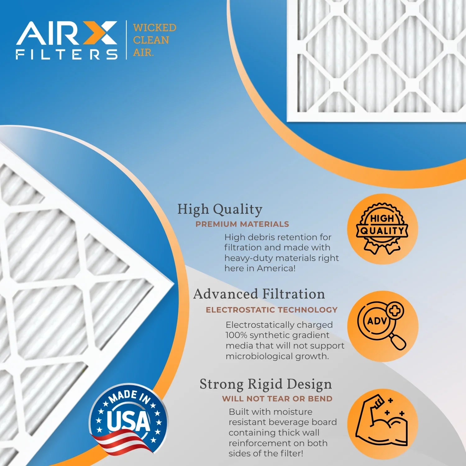 18x24x2 Air Filter MERV 8 Comparable to MPR 700 & FPR 5 Electrostatic Pleated Air Conditioner Filter 6 Pack HVAC AC Premium USizeA Made 18x24x2 Furnace Filters by AIRX FILTERSize WICKED CLEAN AIR.