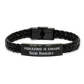 amangny Cosplaying is Cheaper Than Therapy. Braided Leather Bracelet, Cosplaying Present from, Love Engraved Bracelet for Men Women