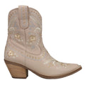Dingo  Womens Primrose Embroidered Floral Sizenip Toe   Casual Boots   Ankle Mid Heel 2-3"