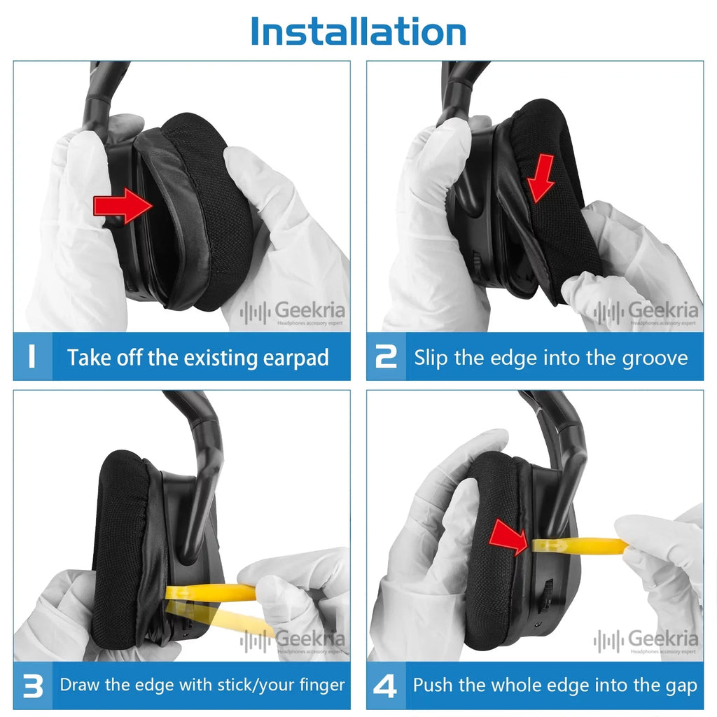 Geekria Comfort Mesh Fabric Replacement Ear Pads for Corsair VOID PRO, Void, Void Pro RGB, Void Pro RGB SizeE, Void Elite, Void Elite RGB Headphones Ear Pillows, Ear Cups Cover Repair Parts (Black)