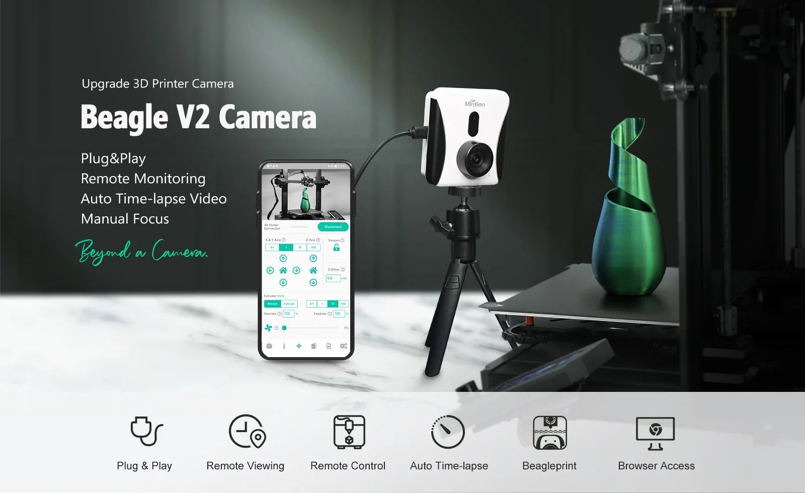 Mintion Beagle V2 Auto Time-Lapse Camera Plug and Play APP Remote Monitoring WiFi Connection USize