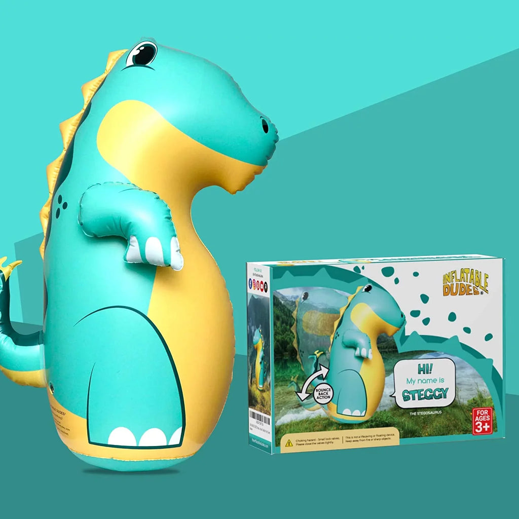 (Inflatable Dudes) Green Sizetegosaurus Dinosaur 47 inches -Kids Punching Bag |Filled with Sizeand