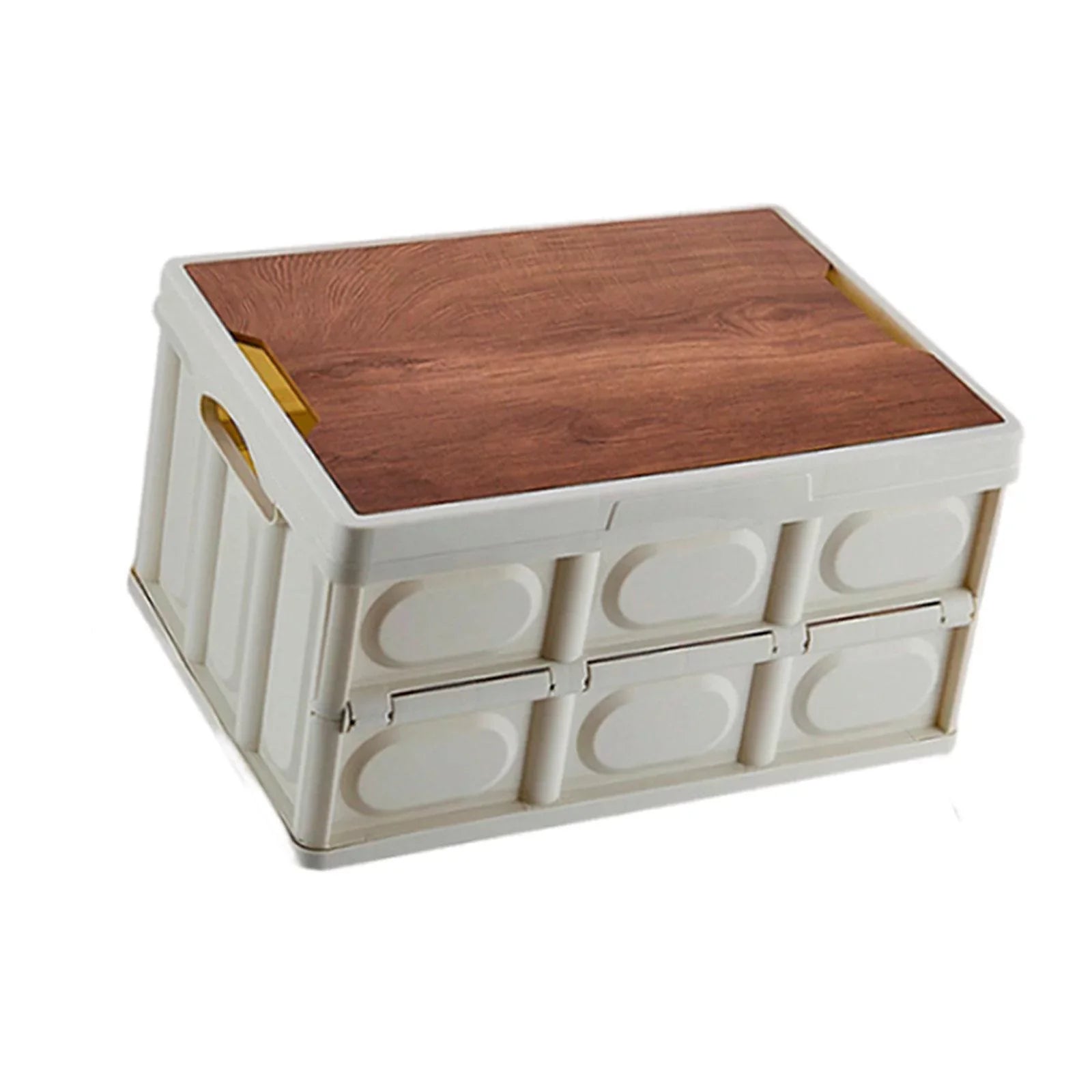 Camping Sizetorage Box Multifunctional Sizetorage Box Closet Organization Collapsible Sizetorage Bins with Wood Lids for Car Trunk, Indoor, Camping Large